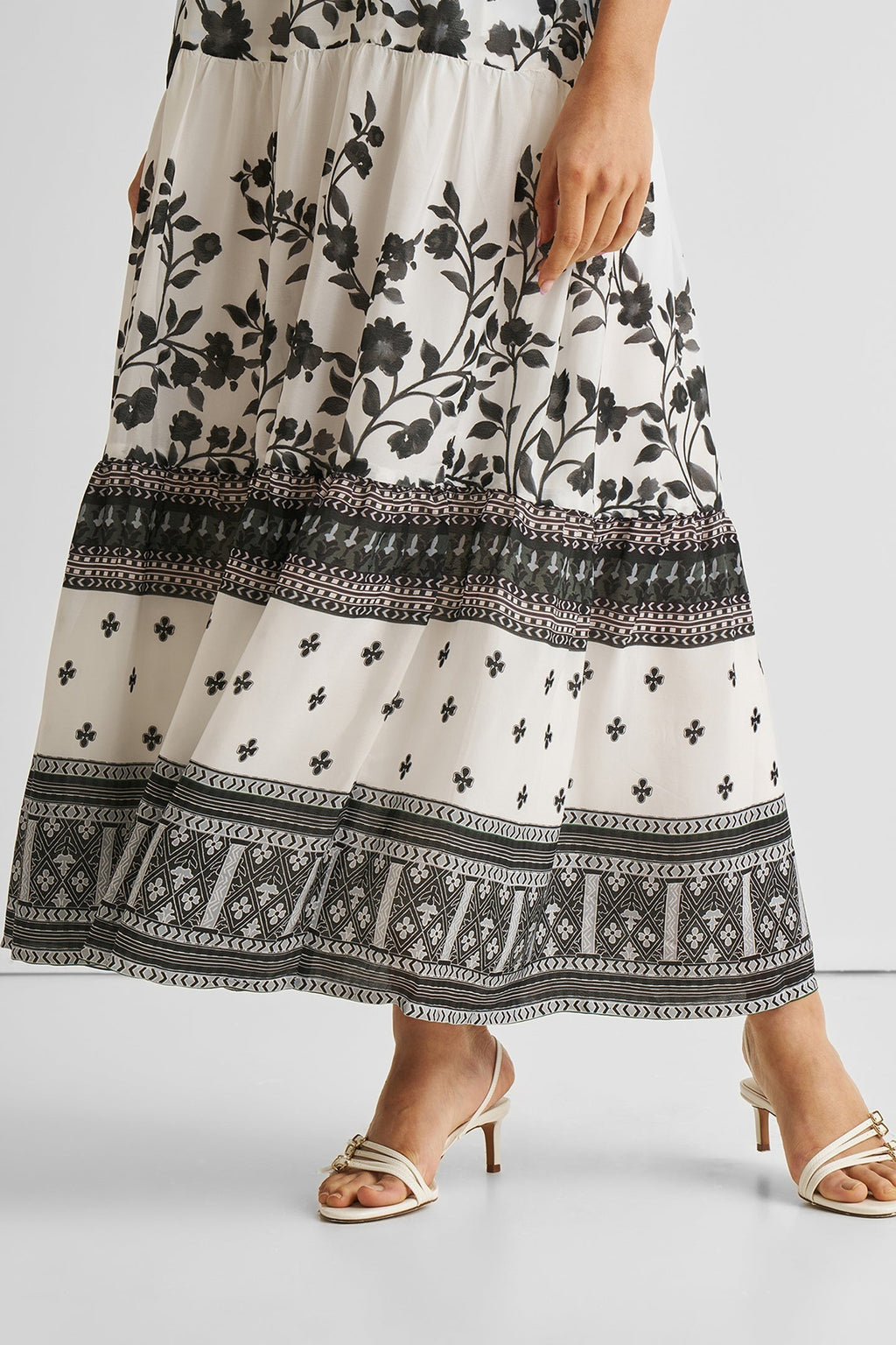 Strappy Tiered Maxi Dress in Florals Purplish Diva
