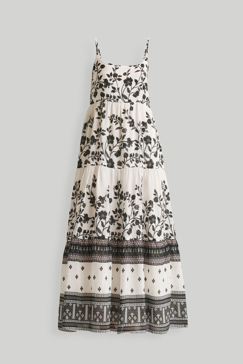 Strappy Tiered Maxi Dress in Florals Purplish Diva