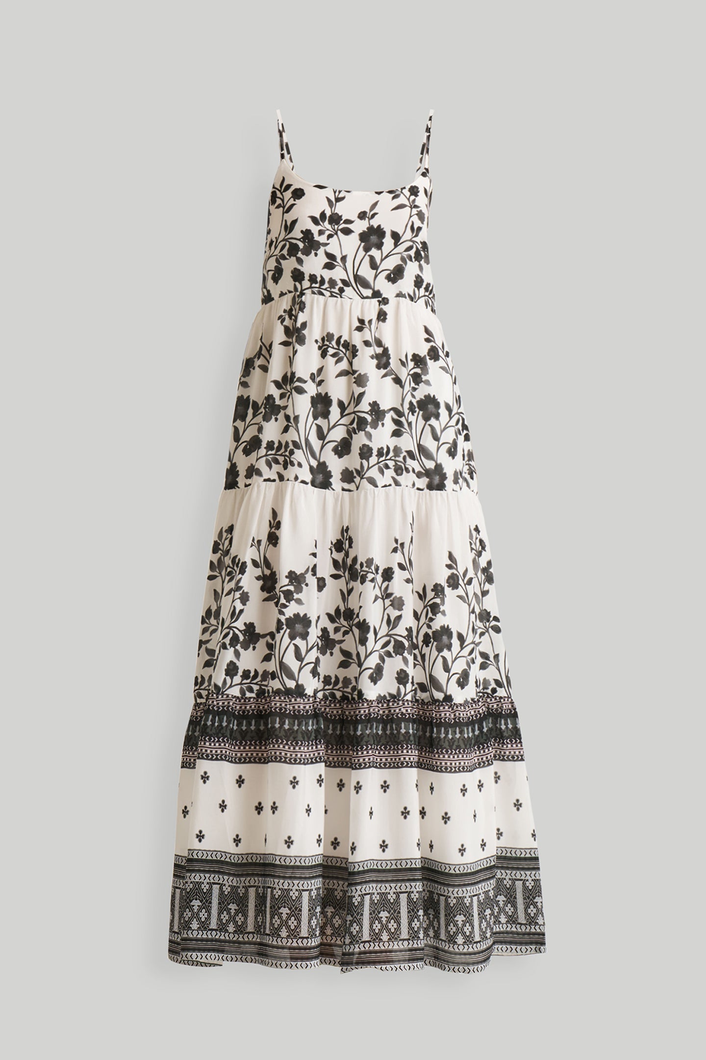 Strappy Tiered Maxi Dress in Florals Purplish Diva