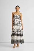 Strappy Tiered Maxi Dress in Florals Purplish Diva