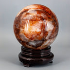 Stunning 15 Pound Hematoid “Fire” Quartz Sphere w/ Stand 158mm - SJB-DIAMOND ELITES