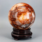 Stunning 15 Pound Hematoid “Fire” Quartz Sphere w/ Stand 158mm - SJB-DIAMOND ELITES