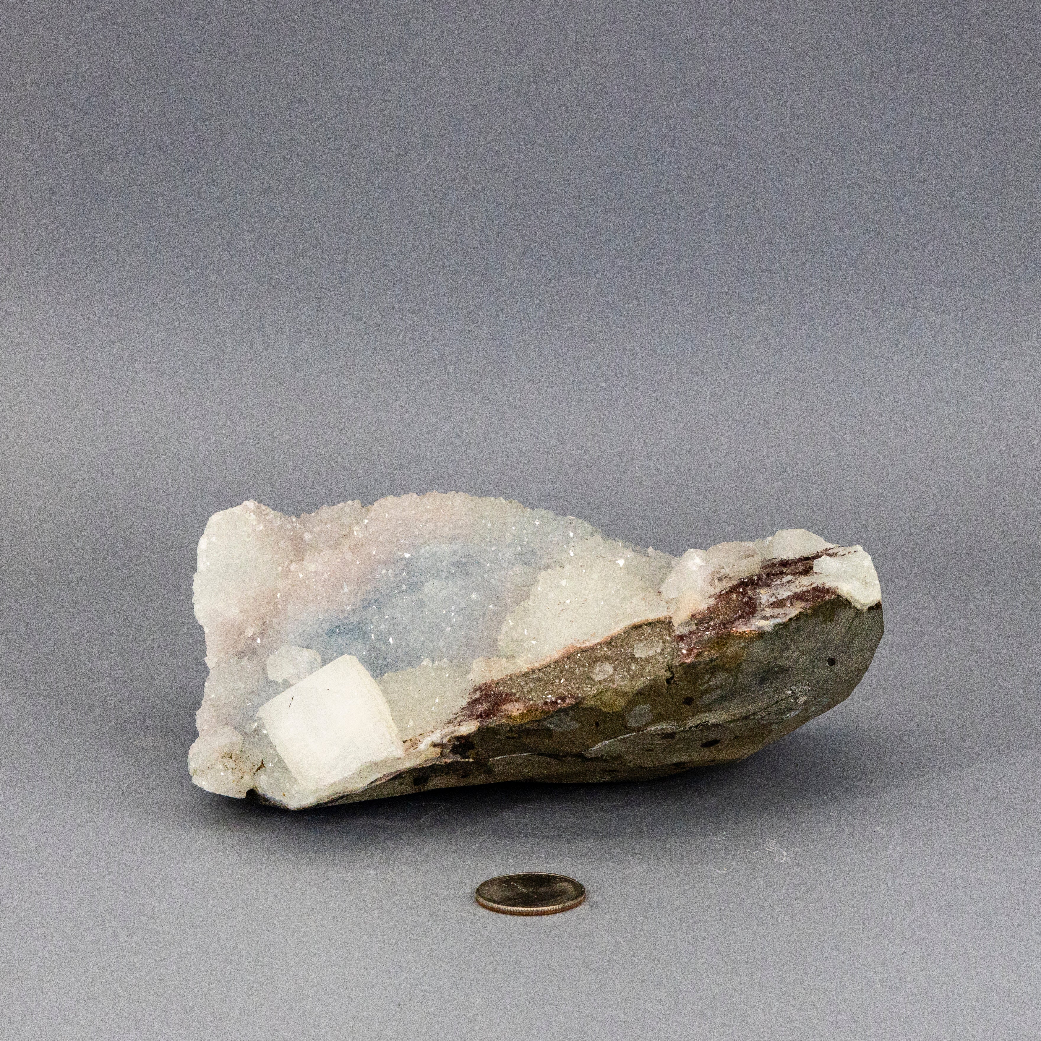 Stunning "Rare" Chalcedony Quartz Cluster With Apophyllite Knob