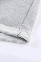 Summer Women Gray Tie Waist Side Pockets Cuffed Lounge Shorts