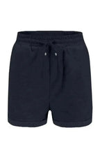 Summer Women Navy Blue Tie Waist Side Pockets Cuffed Lounge Shorts
