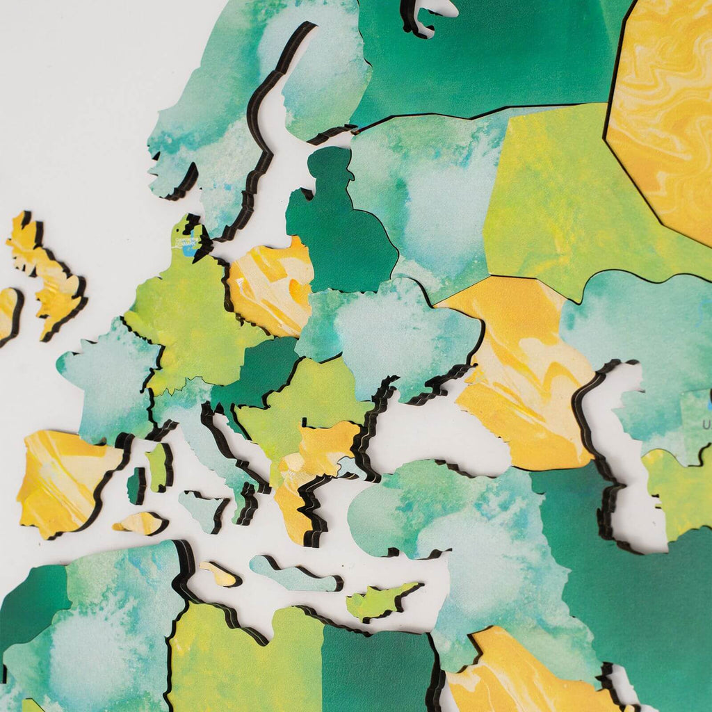 3D Wooden World Map Surface Enjoy The Wood