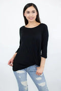 Twisted Front Comfort Top - Black | Rayon-Spandex | Femstylo - SJB-DIAMOND ELITES