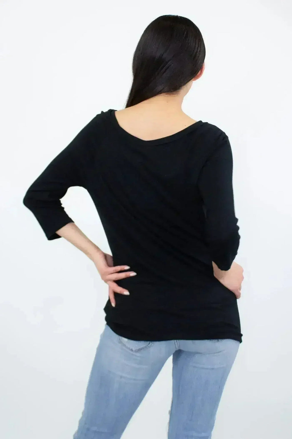 Twisted Front Comfort Top - Black | Rayon-Spandex | Femstylo - SJB-DIAMOND ELITES