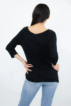 Twisted Front Comfort Top - Black | Rayon-Spandex | Femstylo - SJB-DIAMOND ELITES