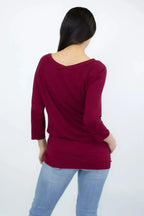 Twisted Front Comfortable Top - Wine | Femstylo Fashion - SJB-DIAMOND ELITES