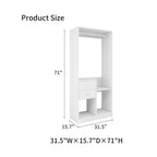YG-303 Stand-Alone Wood Closet System for Walk in Closets with 2 Drawers Hanging Rods and Shelves Clothes Storage Cabinet Built-in Closet Organizer for Bedroom 31.5"L x 15.7"W x 70.8"H Gray Pi-Mart