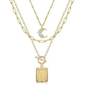 MJartoria Layered Initial Necklaces for Women Trendy 14K Gold Plated Simple Moon Choker Square Letter Pendant Necklace Paperclip Chain Necklace Gold Necklaces Jewelry Gifts (Gold T)