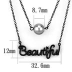 TK2628 - IP Black(Ion Plating) Stainless Steel Necklace with Synthetic