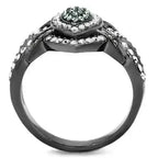 IP Gun Black Stainless Steel Ring with Multi-Color Crystals TK2679