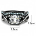 TK3457 - IP Black(Ion Plating) Stainless Steel Ring with AAA Grade CZ