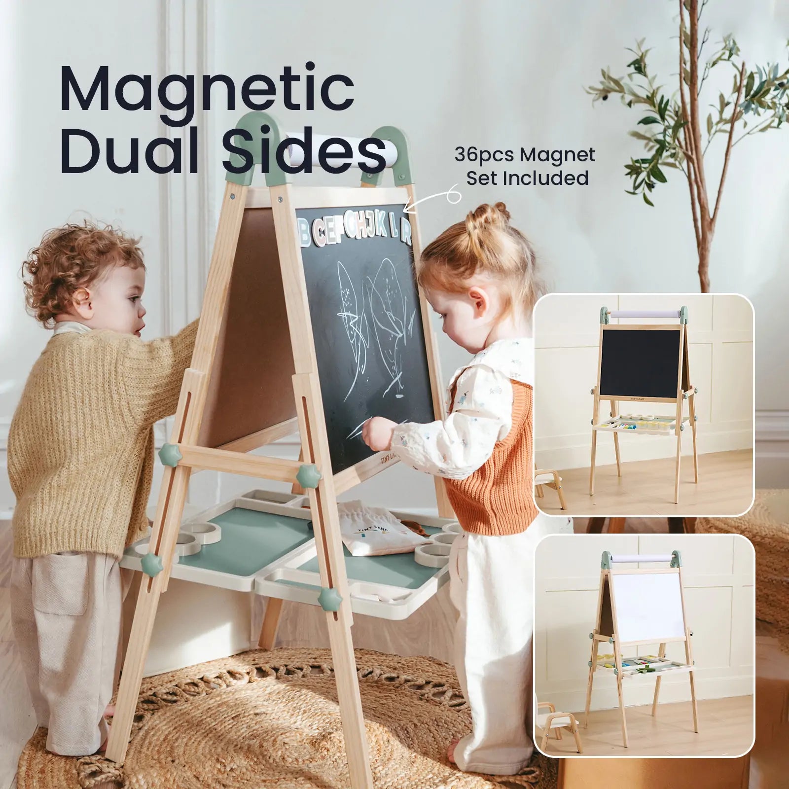 Tiny Land® Magnitales Easel for Kids - Green - SJB-DIAMOND ELITES