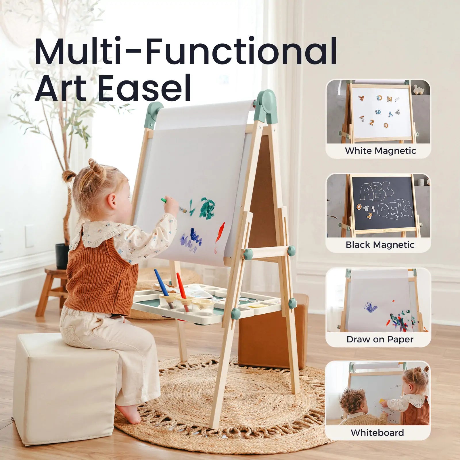 Tiny Land® Magnitales Easel for Kids - Green - SJB-DIAMOND ELITES