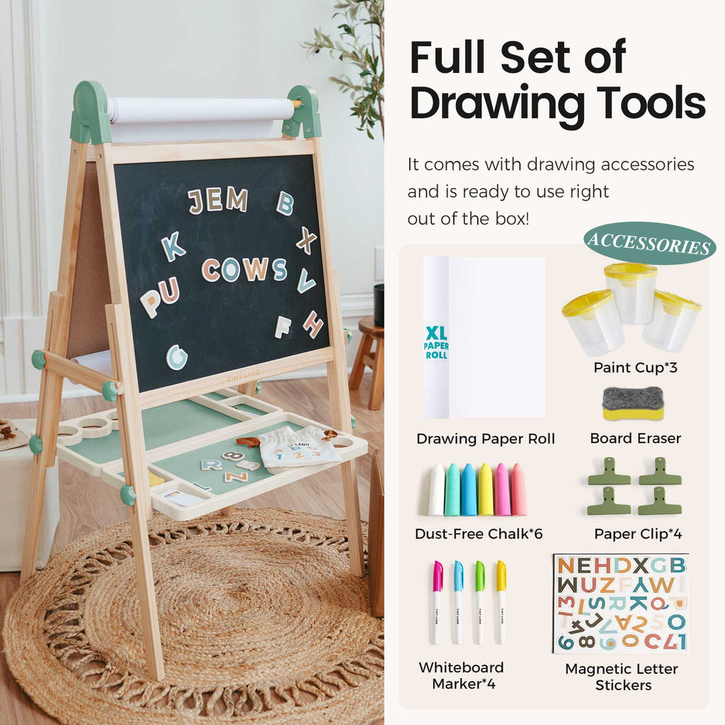 Tiny Land® Magnitales Easel for Kids - Green - SJB-DIAMOND ELITES