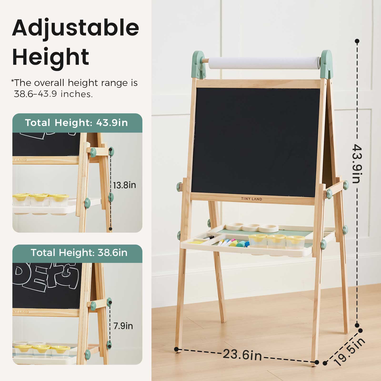 Tiny Land® Magnitales Easel for Kids - Green - SJB-DIAMOND ELITES