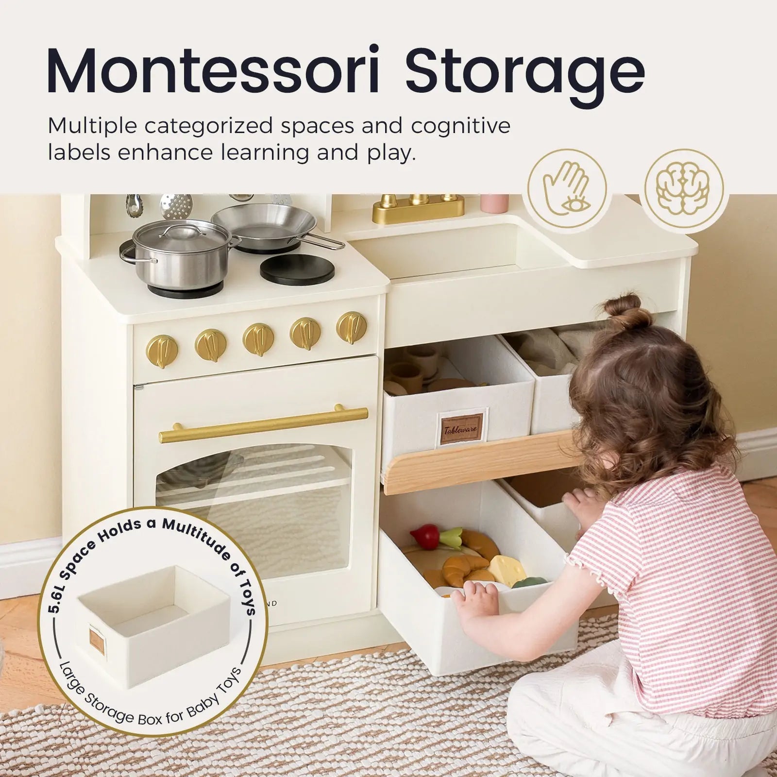 Tiny Land® Wooden Play Kitchen with Storage for Creative Toddlers Tiny Land INC