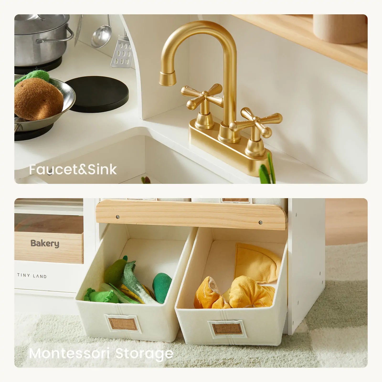 Tiny Land® Wooden Play Kitchen with Storage for Creative Toddlers Tiny Land INC