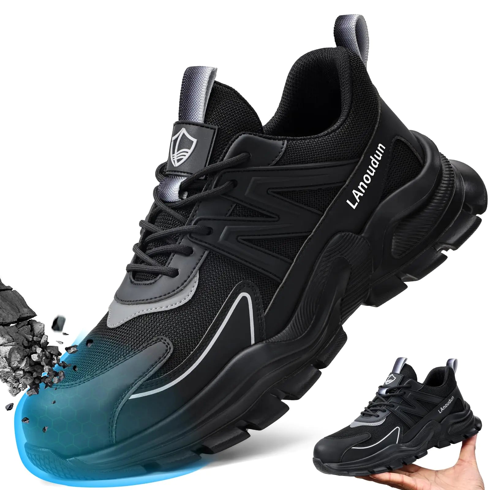 Steel Toe Shoes for Men Women Work Shoes Sneakers Comfortable Lightweight Safety Shoes Puncture Proof Slip Resistant Work Utility Shoes Pi-Mart