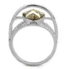 TS315 Rhodium Sterling Silver Ring – Citrine Yellow Crystal Statement Piece