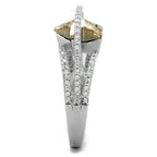TS315 Rhodium Sterling Silver Ring – Citrine Yellow Crystal Statement Piece