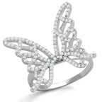 TS330 Rhodium Sterling Silver Ring – AAA Clear CZ Solitaire