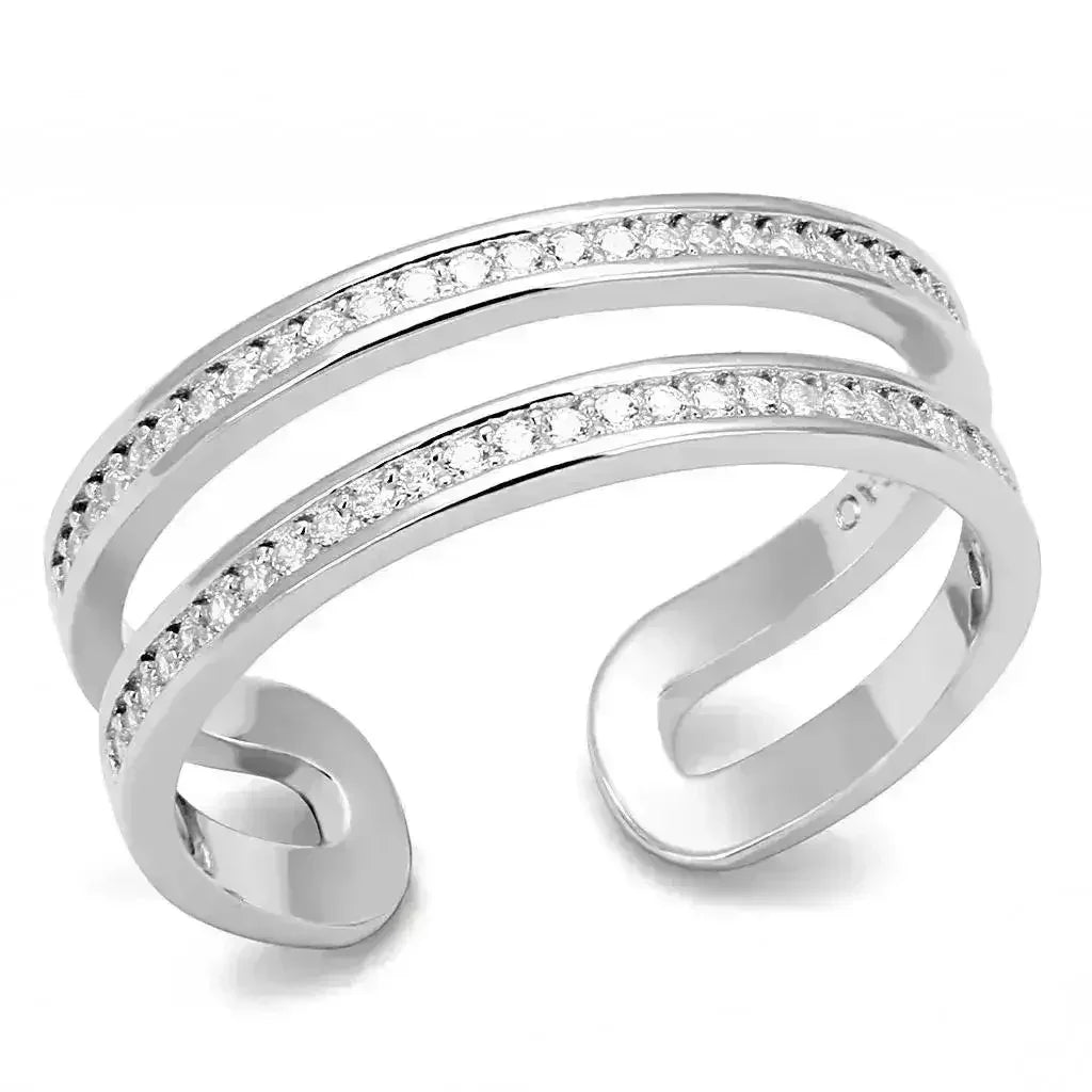 TS605 Rhodium Sterling Silver Ring – AAA Clear CZ Solitaire
