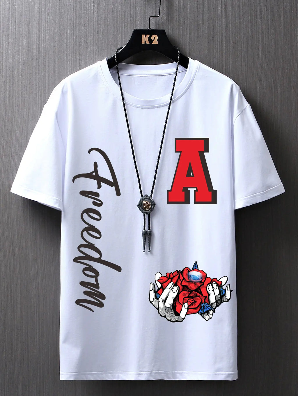 Roses and Diamonds Freedom T-Shirt for Men Pi-Mart