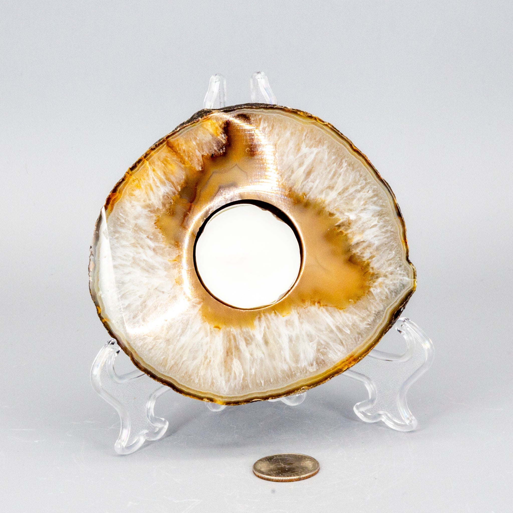 Thick Agate Slice Tea Light Candle Holder - Natural Crystal 450g One-of-a-Kind Crystal Destiny