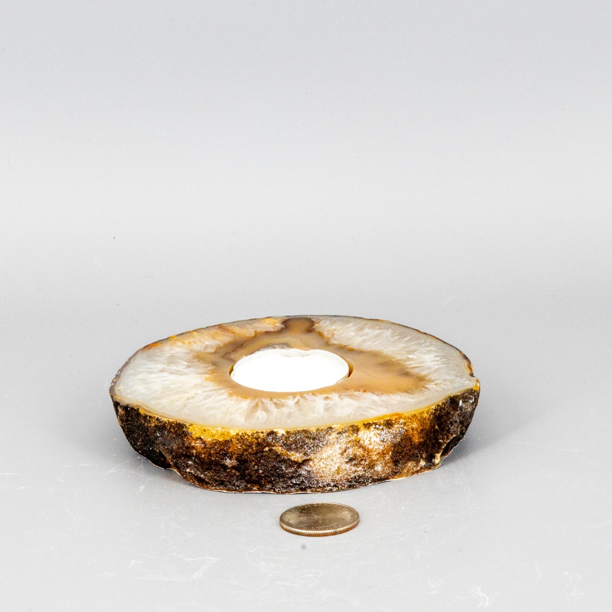 Thick Agate Slice Tea Light Candle Holder - Natural Crystal 450g One-of-a-Kind Crystal Destiny