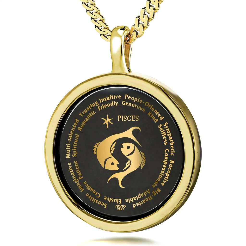 Pisces Necklaces for Lovers of the Zodiac 24k Gold Inscribed Lootquake LLC
