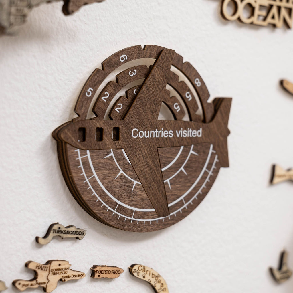 Travel Tracker 3D Wooden World Map – Dark Walnut  - SJB-DIAMOND ELITES