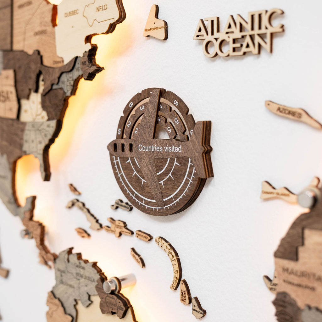 Travel Tracker 3D Wooden World Map – Dark Walnut  - SJB-DIAMOND ELITES