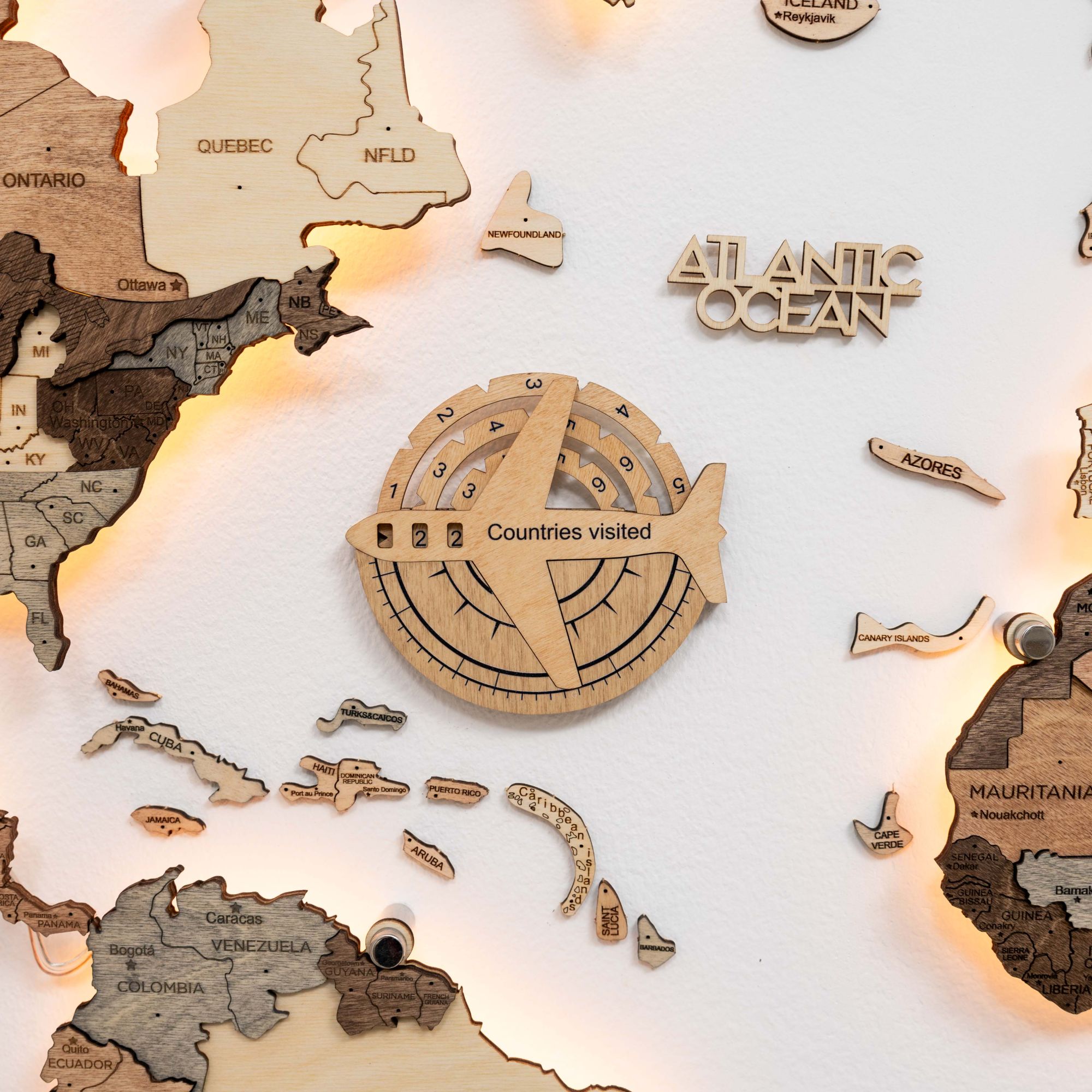 Travel Tracker 3D Wooden World Map – Gold - SJB-DIAMOND ELITES