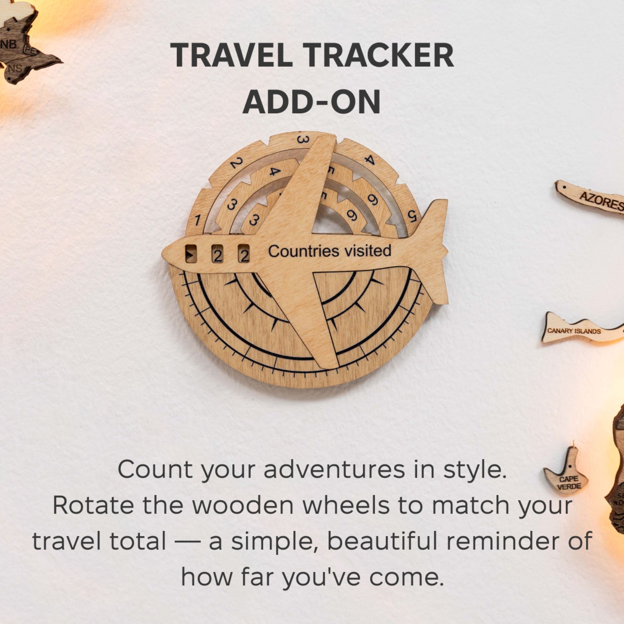 Travel Tracker 3D Wooden World Map – Gold - SJB-DIAMOND ELITES