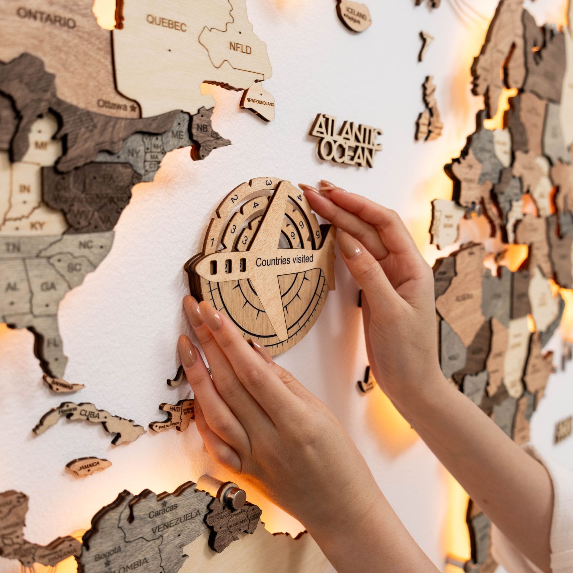 Travel Tracker 3D Wooden World Map - SJB-DIAMOND ELITES