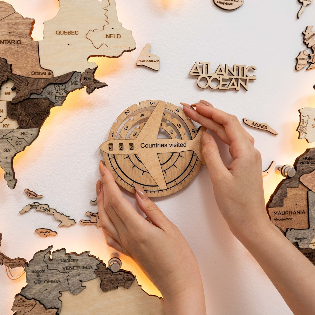 Travel Tracker 3D Wooden World Map – Gold - SJB-DIAMOND ELITES