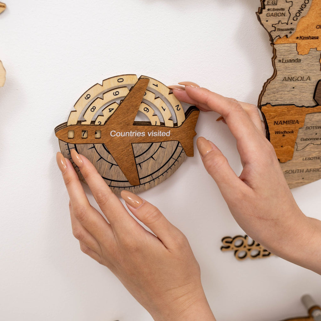 Travel Tracker 3D Wooden World Map – Multicolor - SJB-DIAMOND ELITES