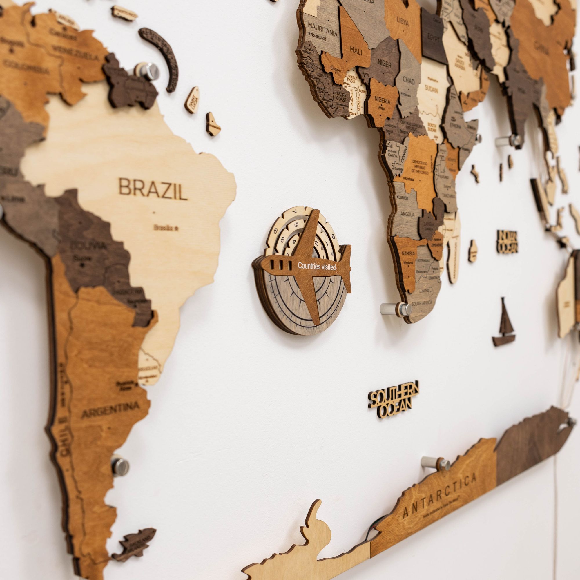 Travel Tracker 3D Wooden World Map – Multicolor - SJB-DIAMOND ELITES
