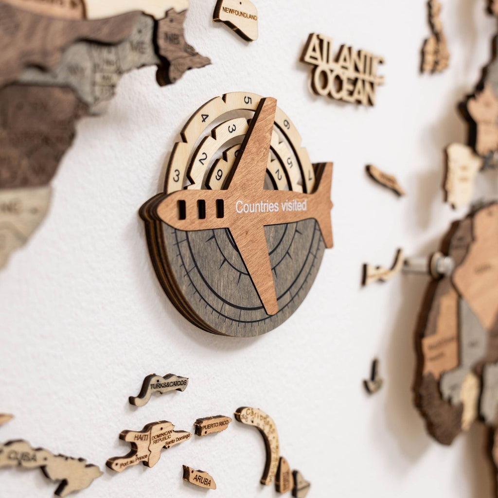 Travel Tracker 3D Wooden World Map – Smokey - SJB-DIAMOND ELITES