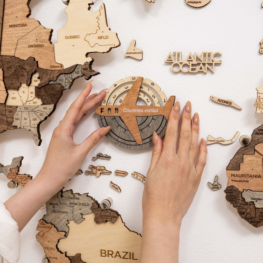 Travel Tracker 3D Wooden World Map – Smokey - SJB-DIAMOND ELITES