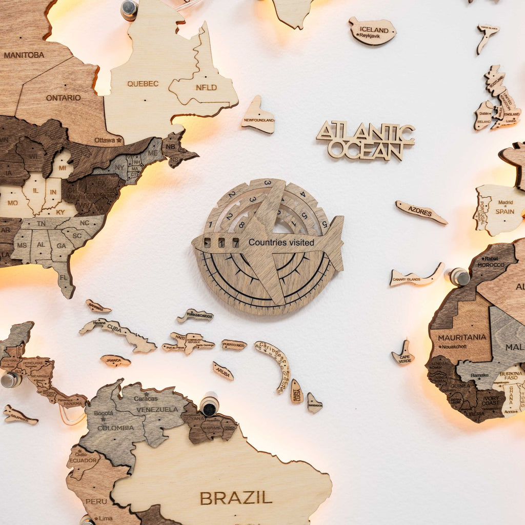 Travel Tracker 3D Wooden World Map – Terra - SJB-DIAMOND ELITES