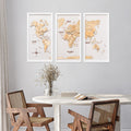 3D Wooden Triptych World Map Gold - SJB-DIAMOND ELITES
