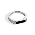 Sterling Silver Black Ring with Cool Wind Design Pi-Mart