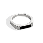 Sterling Silver Black Ring with Cool Wind Design Pi-Mart