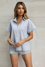 Striped Collared Shirt Pi-Mart