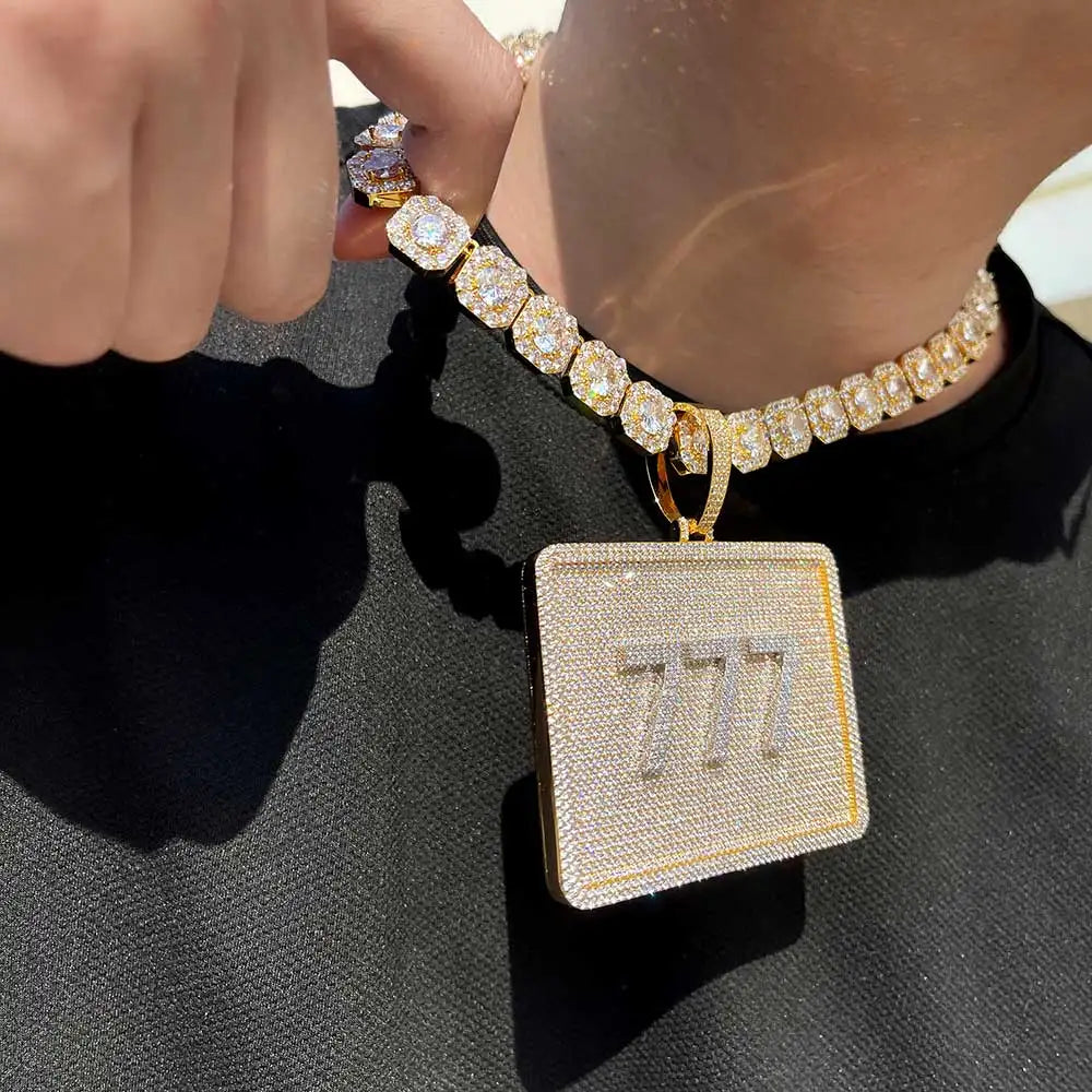 2024 3D Design Jewelry Copper 5A Zircon Bling Hip Hop Rapper Men Hip Hop Custom Letter Name Round Rectangle Pendant Lootquake LLC